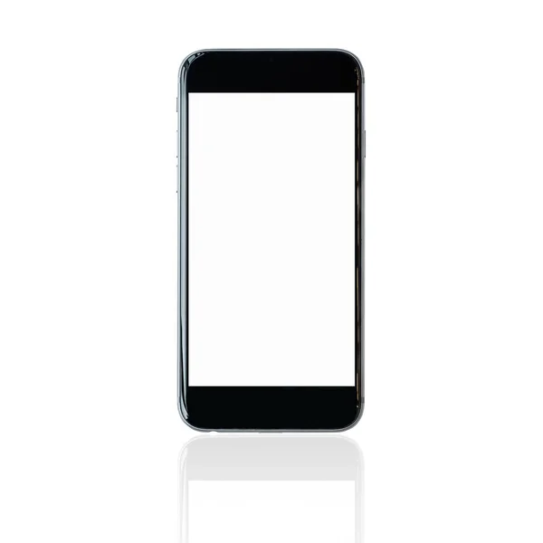 Смартфон с чистым белым экраном и копировальным пространством на белом фоне — стоковое фото