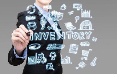 Akıllı iş kadın stok fikir kavramı mevcut simgesi simgesi öğeleri tarafından yazıyor