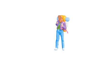 Minyatür backpacker ve turistik halkı yakın çekim