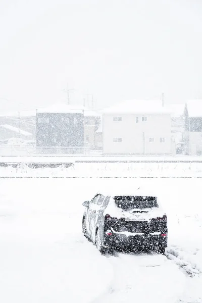 Fresh white snow falling in winter season at Kawaguchiko,Japan — Stock Photo, Image