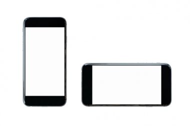 Beyaz arkaplanda boş ekran izole edilmiş akıllı telefon.