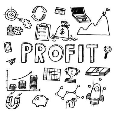 El çizmek iş kar beyaz arka plan üzerinde doodles.