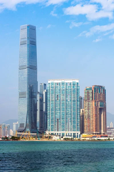 Hong kong centro da cidade a famosa vista da paisagem urbana do horizonte de Hong Kong — Fotografia de Stock
