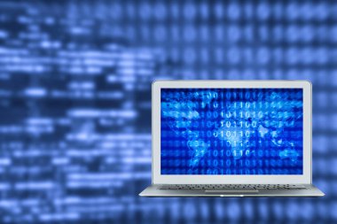 Büyük veri Internet şeyler teknoloji için ekran arka plan ile akıllı dizüstü bilgisayar