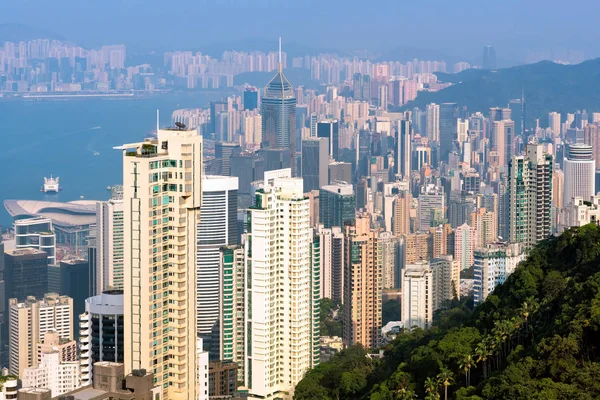 香港ダウンタウン ビクトリア エンドウ豆から有名な都市の景観を見る — ストック写真