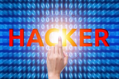 İkili bilgisayar kodu ve programlama arka plan için Internet suç ve hacker kavramı içinde hacker kelime ile soyut teknoloji