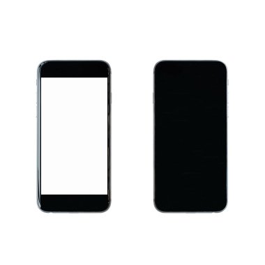 Smartphone ile beyaz arka plan üzerinde izole boş perde. Smart teknolojisi ve internet şeyler kavramının için fotoğraf tasarım