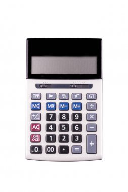 Beyaz arka plan üzerinde kırpma yoluyla izole sayıları hesaplamak için hesaplama aygıtı Üstten Görünüm