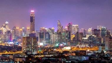 Bangkok, Tayland bina modern ofis iş Cityscape bakış.