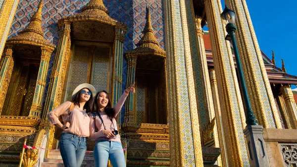 Schöne Asiatische Touristinnen Genießen Die Reise Thailand Urlaub Bangkok — Stockfoto