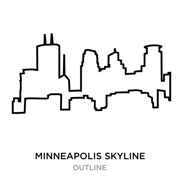 Minneapolis manzarası Anahat Beyaz arka planda, vektör illustra — Stok Vektör