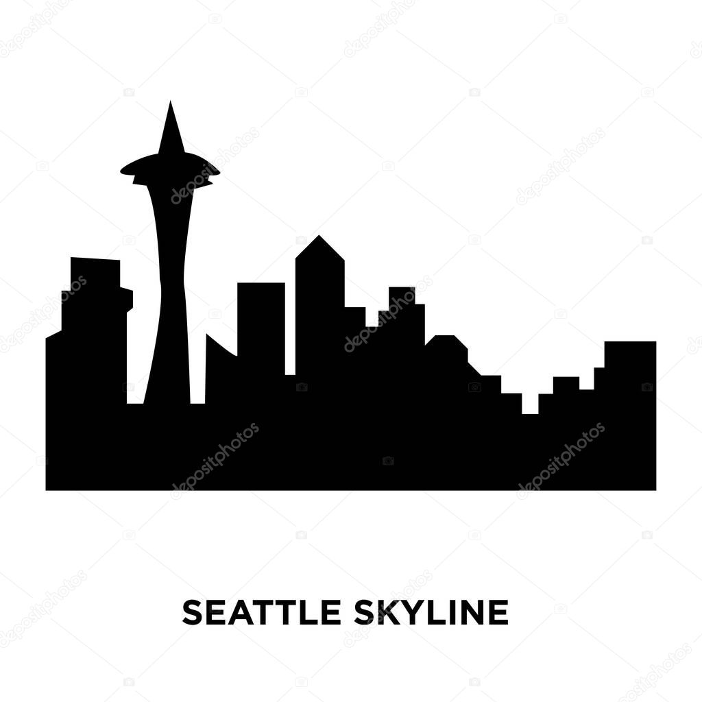 Seattle skyline on white background, vector illustration