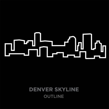 sınır denver manzarası anahat siyah arka plan üzerine beyaz, vektör 