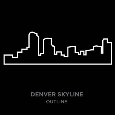 sınır denver manzarası anahat siyah arka plan üzerine beyaz, vektör 