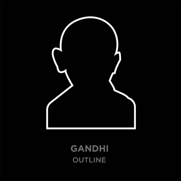 Λευκό περίγραμμα Γκάντι περιγράφουν εικόνες σε μαύρο φόντο, διανυσματικά μου — Διανυσματικό Αρχείο
