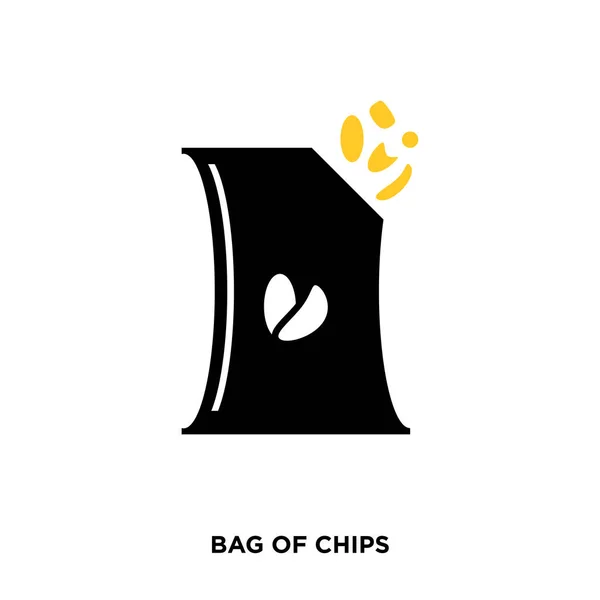 Bag of chips icon on white background, in black, vector icon ill — Stock Vector
