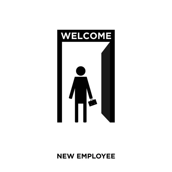 Ikon karyawan baru pada latar belakang putih, dalam warna hitam, ikon vektor III - Stok Vektor