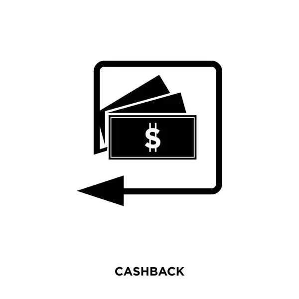 Fehér háttér, fekete, vektor, ikon illustr cashback-ikon — Stock Vector