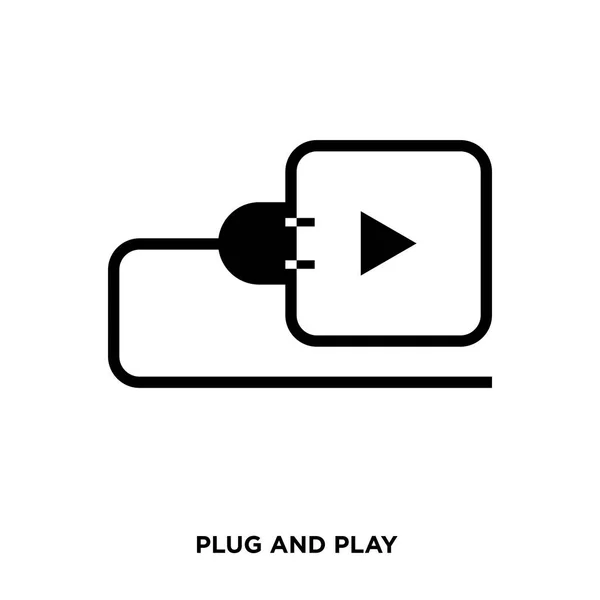 Plug and play icon on white background, in black, vector icon il — Stock Vector