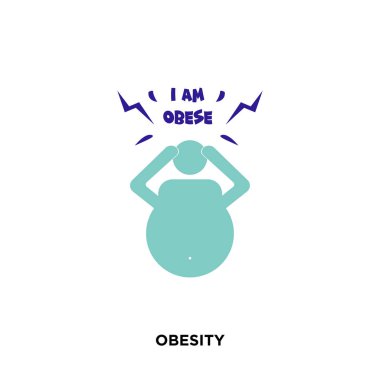 web, mobil için beyaz arka plan üzerinde izole obezite simgesi bir