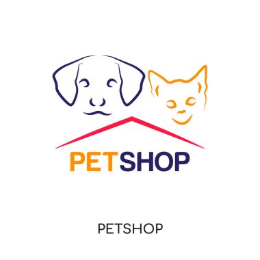 web, mobil için beyaz arka plan üzerinde izole petshop logosu bir