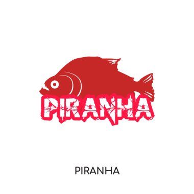 piranha logosu web, mobil için beyaz arka plan üzerinde izole bir
