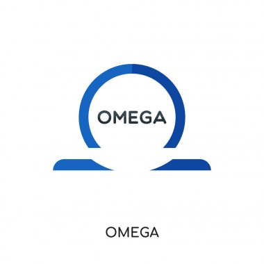 web, mobil için beyaz arka plan üzerinde izole omega logosu ve