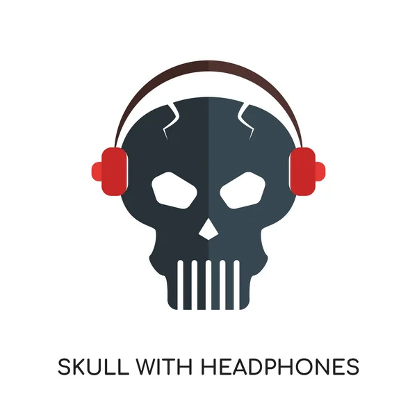 Crânio com logotipo de fone de ouvido isolado no fundo branco para o seu —  Vetores de Stock