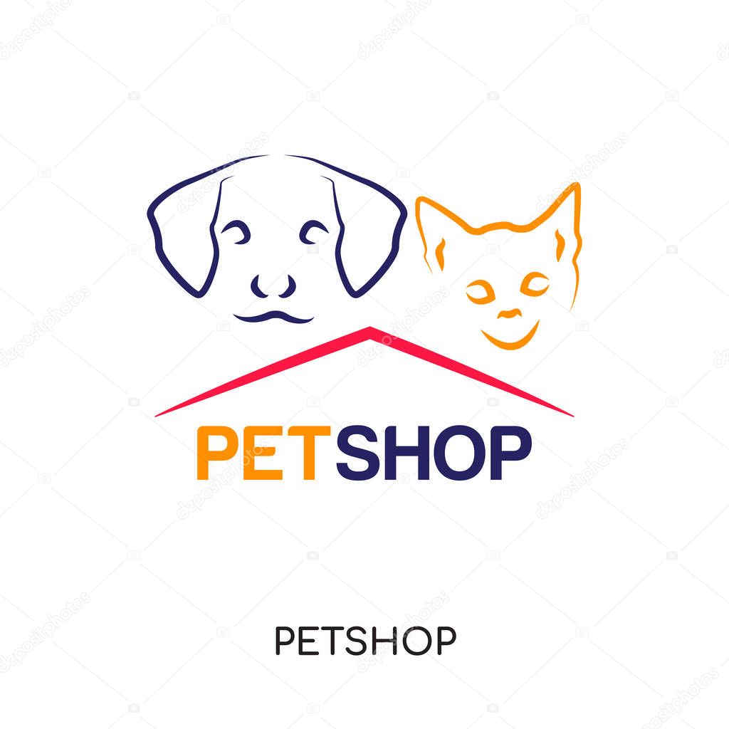 Logo de Petshop aislado sobre fondo blanco para su web, móvil un
