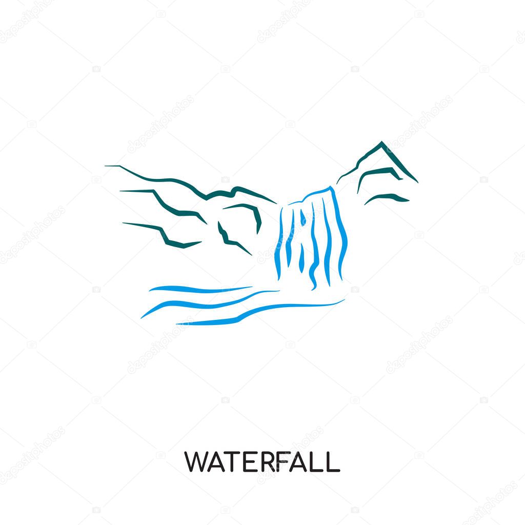 Waterfall logo isolated on white background for your web, mobile and app design