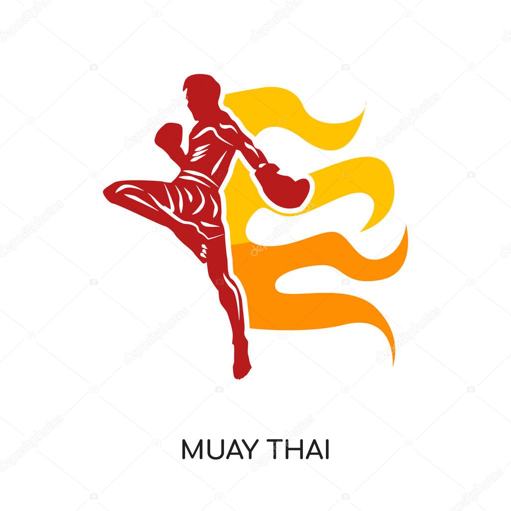 Muay thai logo isolated on white background for your web, mobile and app design