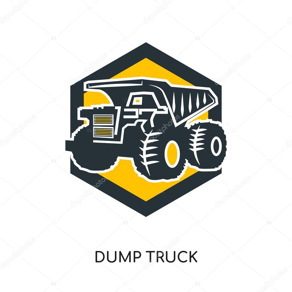 Dump truck logo isolated on white background for your web, mobile and app design