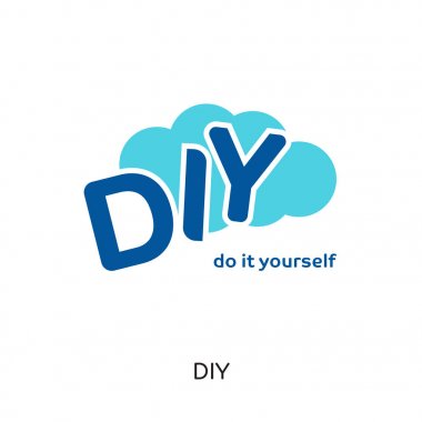 web, mobil için beyaz arka plan üzerinde izole DIY logosu ve bir