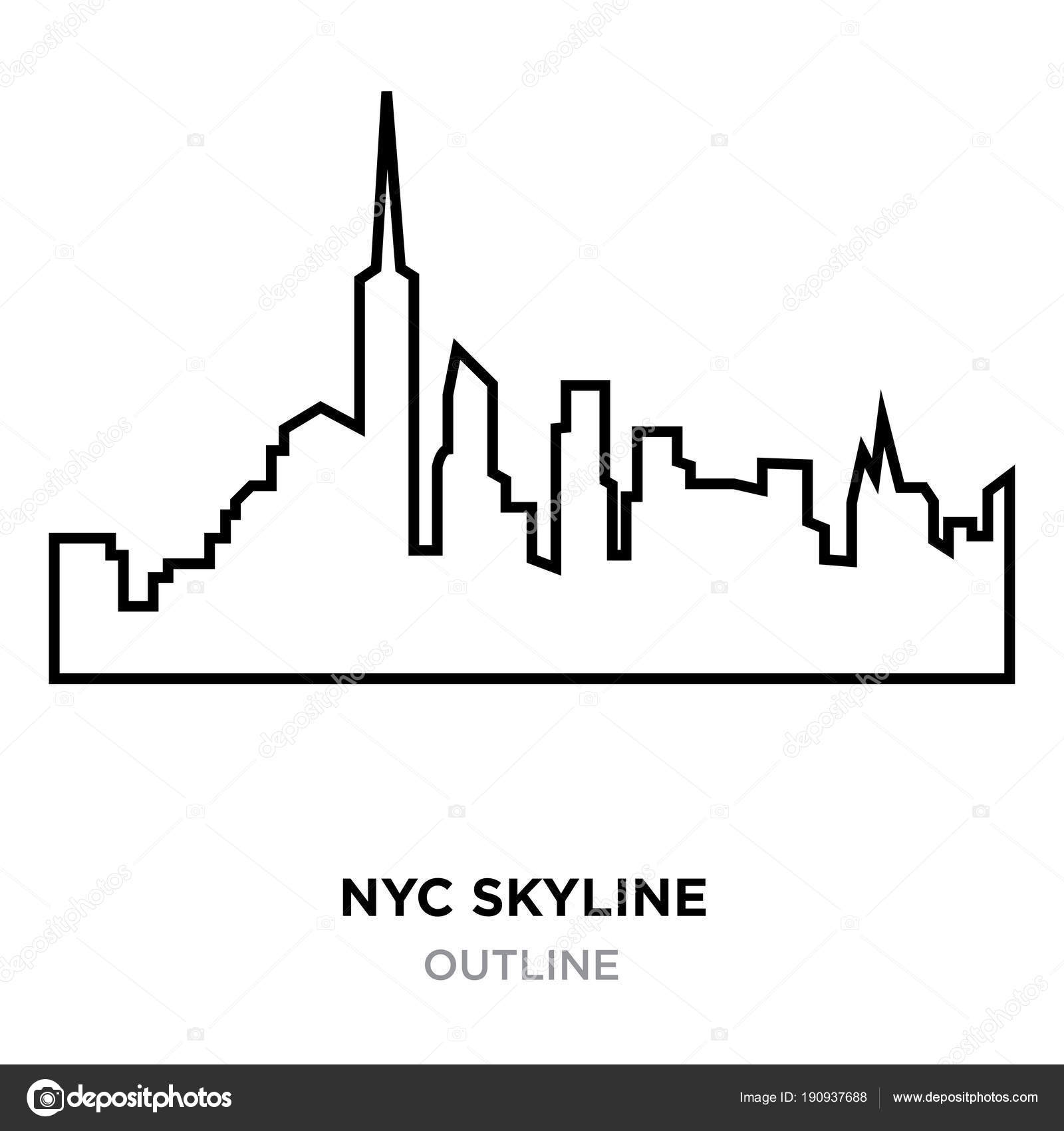 Nyc skyline outline on white background, vector illustration Stock ...