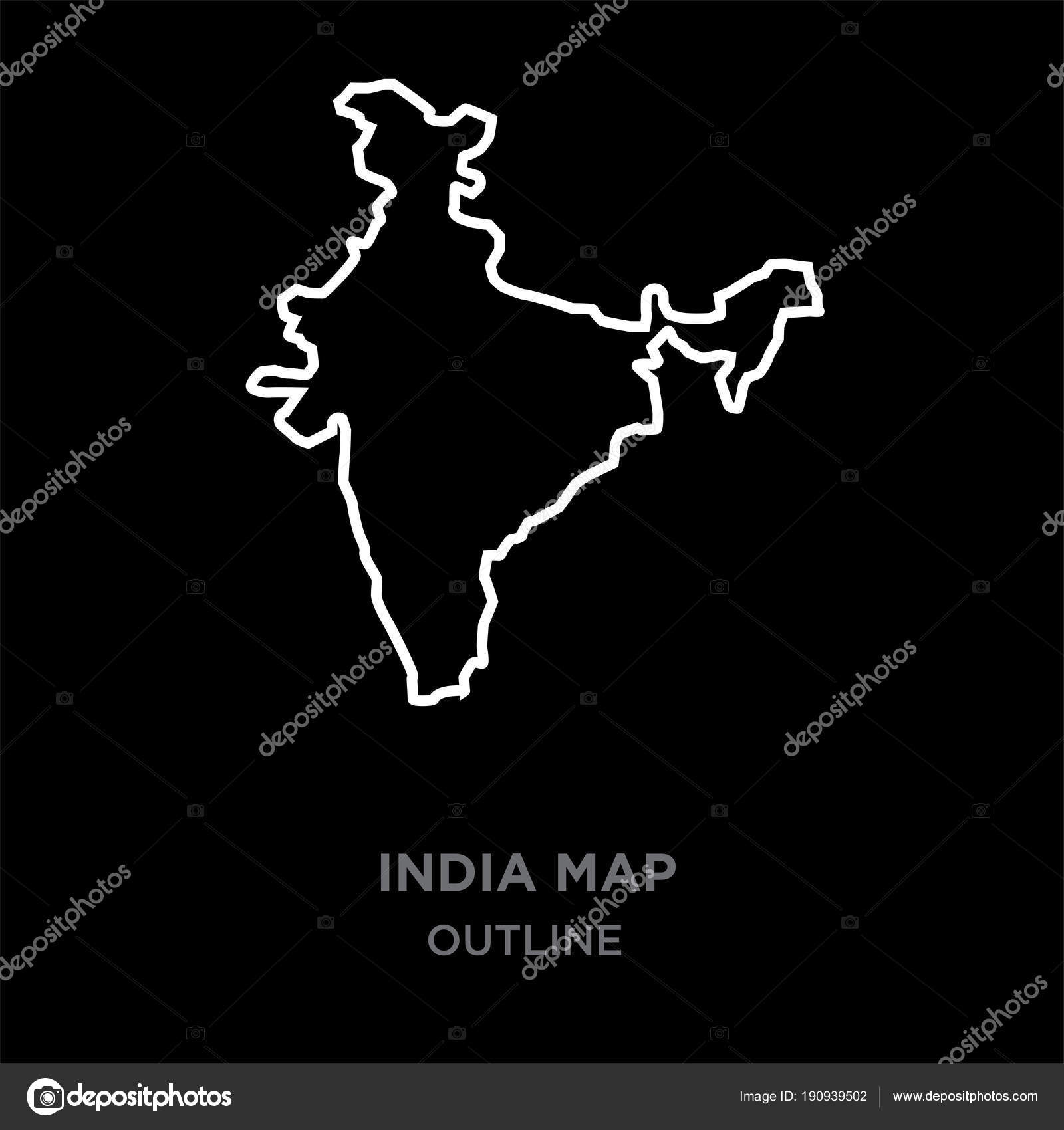 White border india map outline png on black background, vector illustration  Stock Vector Image by ©vectorgalaxy #190939502