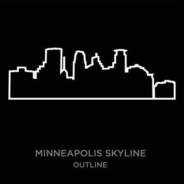 beyaz sınır minneapolis manzarası anahat siyah arka plan, vektör çizim