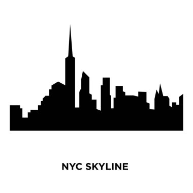 NYC skyline siluet beyaz arka planda, vektör çizim