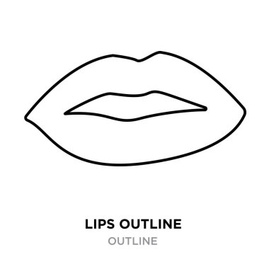 dudaklar clipart beyaz arka planda, vektör çizim anahat