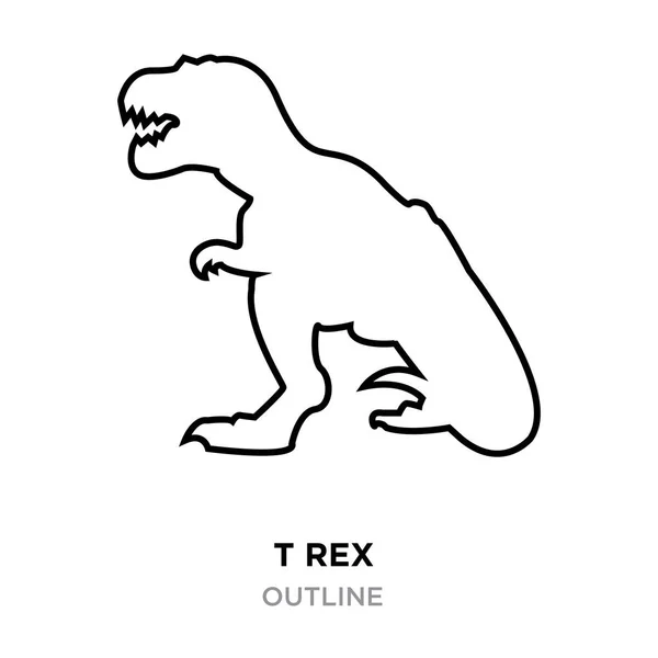 T rex contorno sobre fondo blanco, ilustración vectorial — Vector de stock