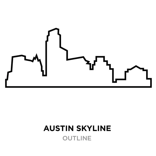 Austin manzarası Anahat Beyaz arka planda, vektör çizim — Stok Vektör