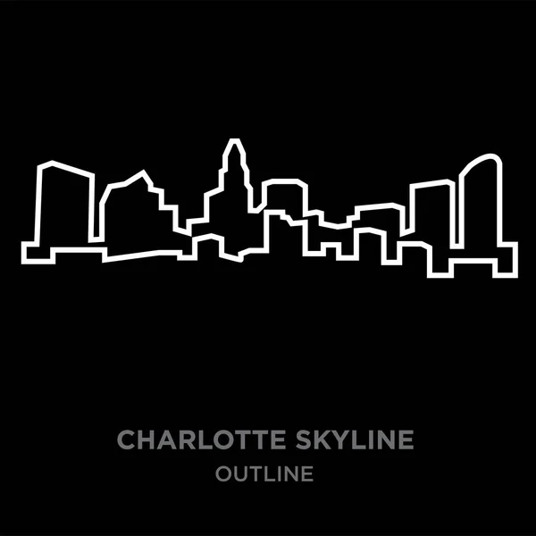 Beyaz sınır charlotte manzarası anahat siyah arka plan, vektör çizim — Stok Vektör