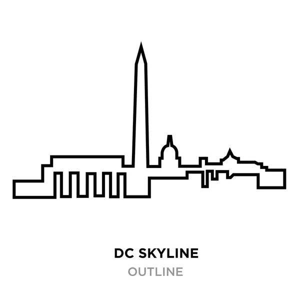 Dc Skyline Umriss auf weißem Hintergrund, Vektorillustration — Stockvektor