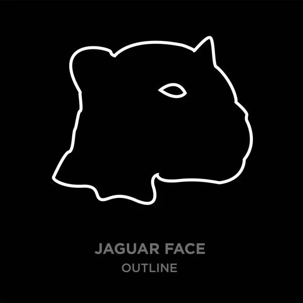 White border jaguar face outline on black background, vector illustration Stock Vector