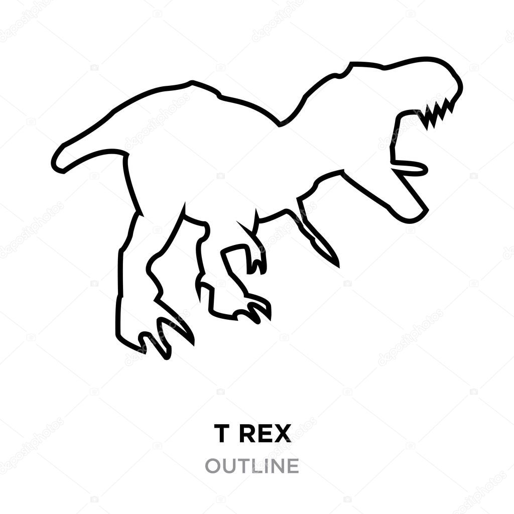 t rex outline on white background, vector illustration