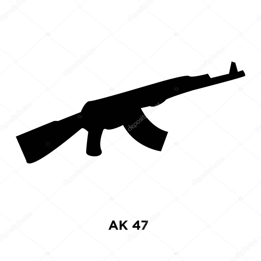 ak47 silhouette on white background, vector illustration