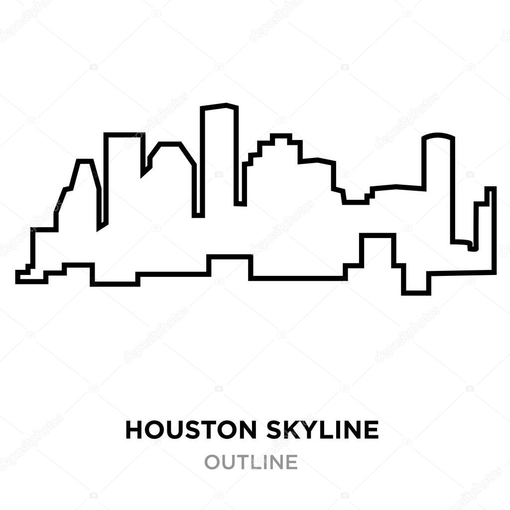 houston skyline outline on white background, vector illustration