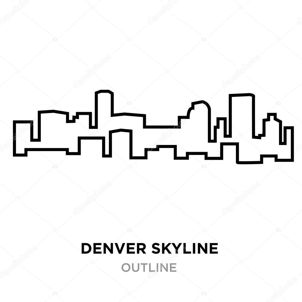 Denver skyline outline on white background, vector illustration