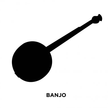 Beyaz arka plan, vektör çizim üzerinde banjo siluet