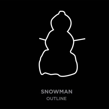 beyaz sınır kardan adam anahat görüntülerinde siyah arka plan, vektör çizim