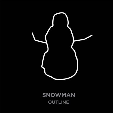 beyaz sınır kardan adam anahat görüntülerinde siyah arka plan, vektör çizim